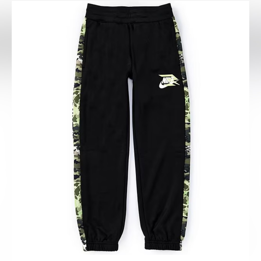 Nike Black Pants with Green Camo Stripes